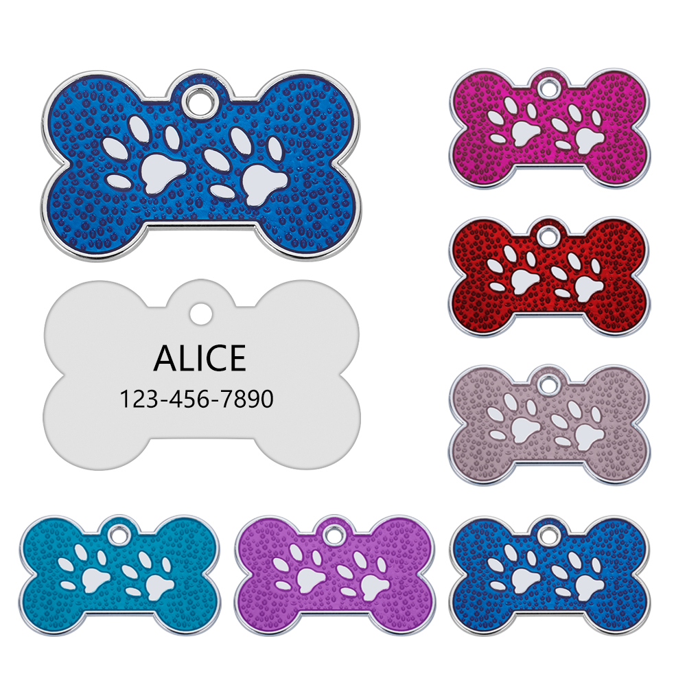 Anti-lost Custom Dog ID Tag Engraved Pet Dog Collar Accessories Personalized Cat Puppy ID Tag Stainless Steel Bone/Paw Name Tags