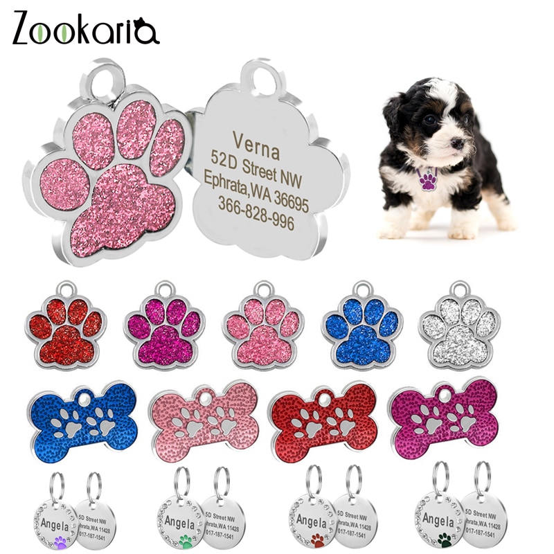 Anti-lost Custom Dog ID Tag Engraved Pet Dog Collar Accessories Personalized Cat Puppy ID Tag Stainless Steel Bone/Paw Name Tags Anti-lost Custom Dog ID Tag Engraved Pet Dog Collar Accessories Personalized Cat Puppy ID Tag Stainless Steel Bone/Paw Name Tags