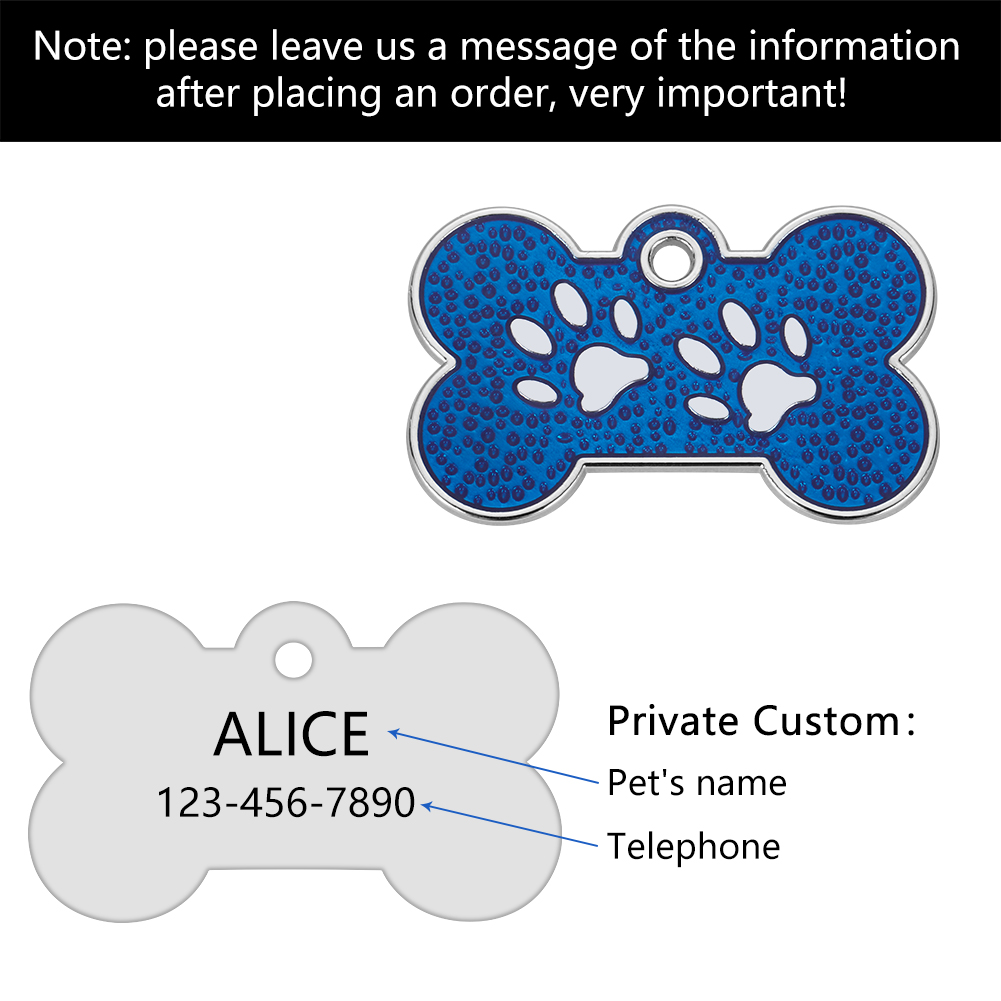 Anti-lost Custom Dog ID Tag Engraved Pet Dog Collar Accessories Personalized Cat Puppy ID Tag Stainless Steel Bone/Paw Name Tags