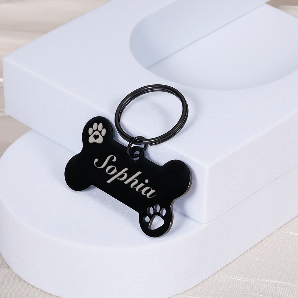 Personalized Pet ID Tag Keychain Engraved Pet ID Name for Cat Puppy Dog Collar Tag Pendant Keyring Bone Pet Accessories