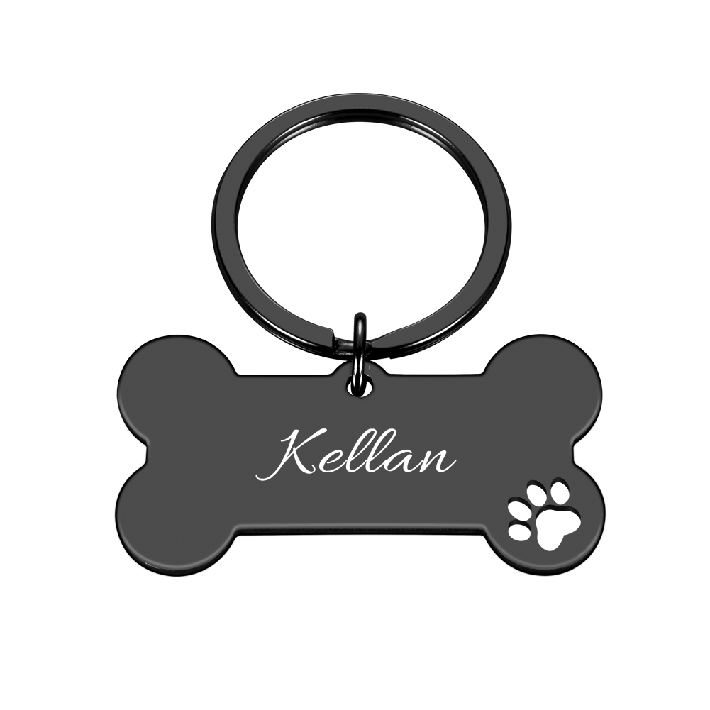 Personalized Pet ID Tag Keychain Engraved Pet ID Name for Cat Puppy Dog Collar Tag Pendant Keyring Bone Pet Accessories