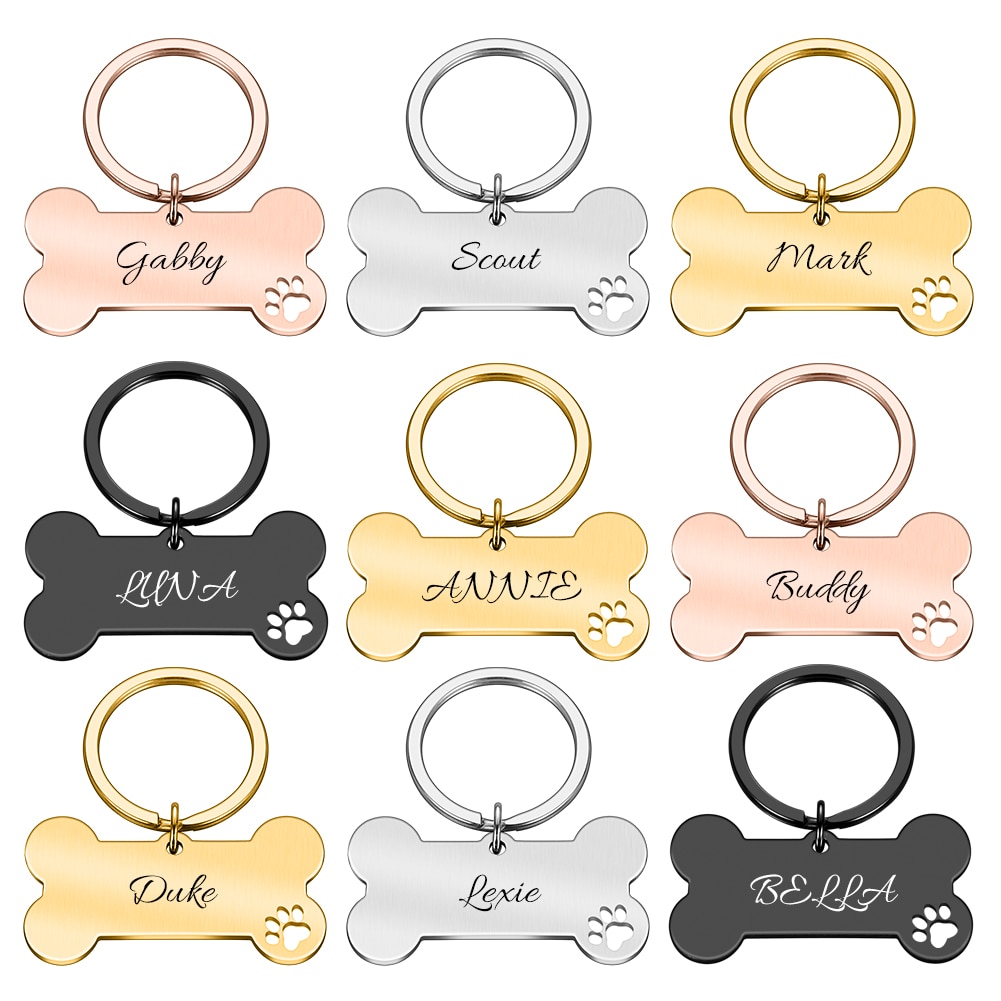 Personalized Pet ID Tag Keychain Engraved Pet ID Name for Cat Puppy Dog Collar Tag Pendant Keyring Bone Pet Accessories Personalized Pet ID Tag Keychain Engraved Pet ID Name for Cat Puppy Dog Collar Tag Pendant Keyring Bone Pet Accessories