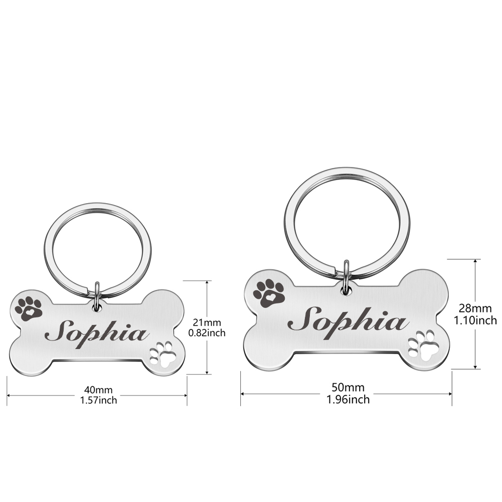 Personalized Pet ID Tag Keychain Engraved Pet ID Name for Cat Puppy Dog Collar Tag Pendant Keyring Bone Pet Accessories