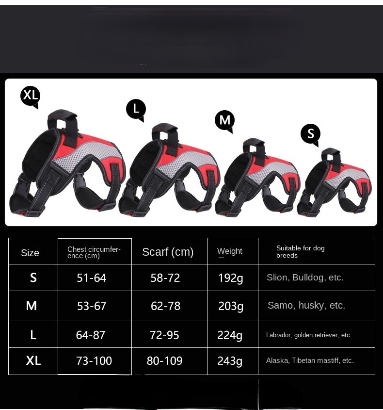 New Big Dog Harness Vest Reflective Adjustable Pet Chest Strap Training Pets Harnesses No Pull for Small Medium Large Dogs Stuff