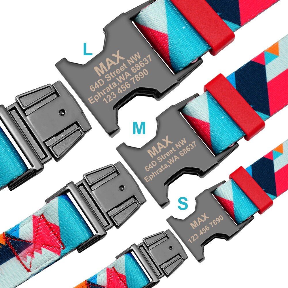 Custom Engraved Dog Collar Personalized Nylon Pet Dog Tag Collar Printed Puppy Cat Nameplate ID Collars For Small Large Dogs