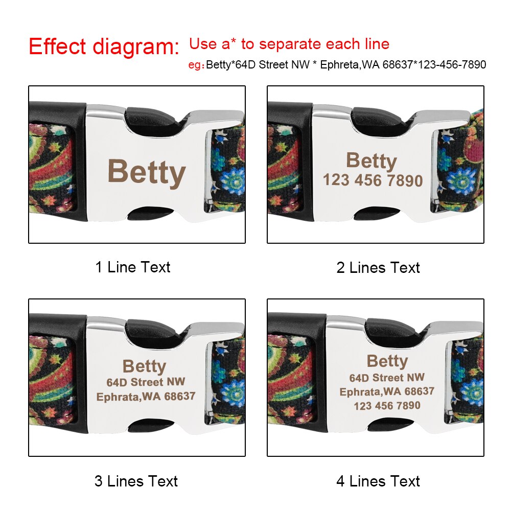 Custom Engraved Dog Collar Personalized Nylon Pet Dog Tag Collar Printed Puppy Cat Nameplate ID Collars For Small Large Dogs