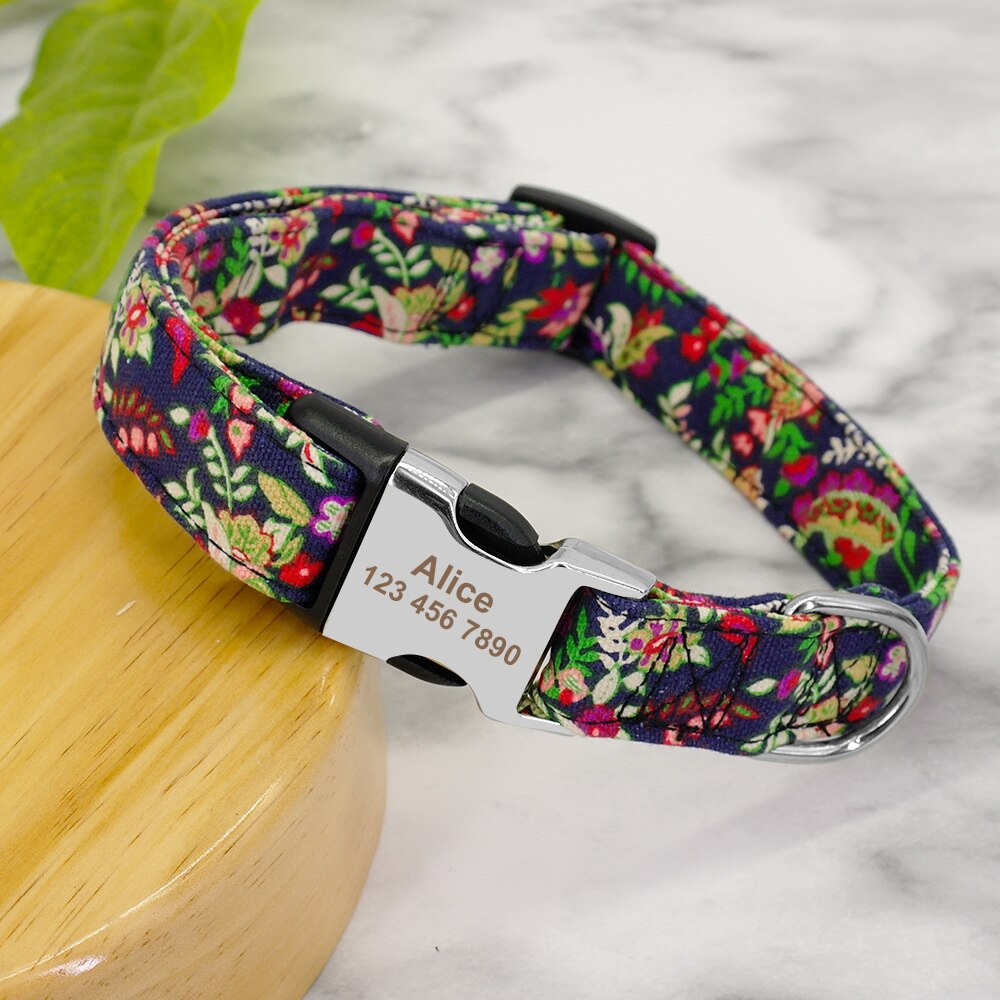 Custom Engraved Dog Collar Personalized Nylon Pet Dog Tag Collar Printed Puppy Cat Nameplate ID Collars For Small Large Dogs