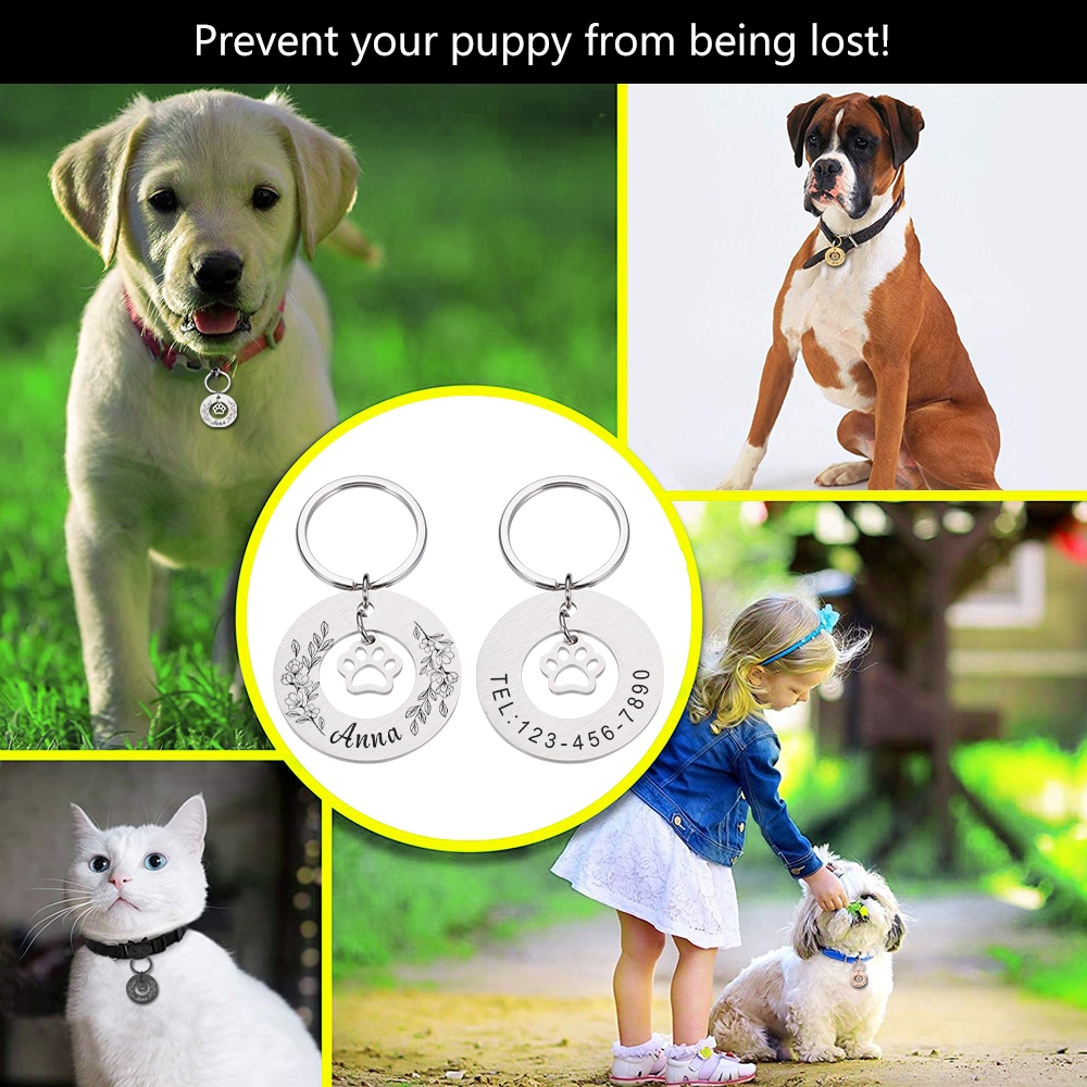 Pet ID Tags Customized Pet Collar Dogs Name Tag Anti-lost Personalized Cat Puppy ID Tag Pendant Free Engraved Collar Accessories