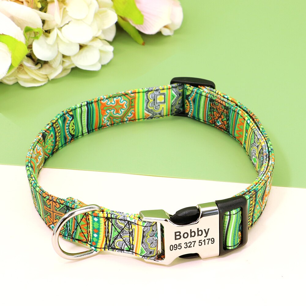 Custom Large Dog Collar Cute Print Personalized Pet Collar Nylon Puppy Dogs ID Collars Engraved Name for Small Medium Large Dog Custom Large Dog Collar Cute Print Personalized Pet Collar Nylon Puppy Dogs ID Collars Engraved Name for Small Medium Large Dog