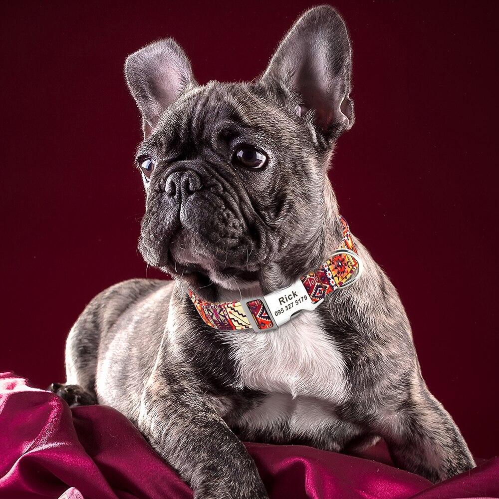 Custom Large Dog Collar Cute Print Personalized Pet Collar Nylon Puppy Dogs ID Collars Engraved Name for Small Medium Large Dog Custom Large Dog Collar Cute Print Personalized Pet Collar Nylon Puppy Dogs ID Collars Engraved Name for Small Medium Large Dog