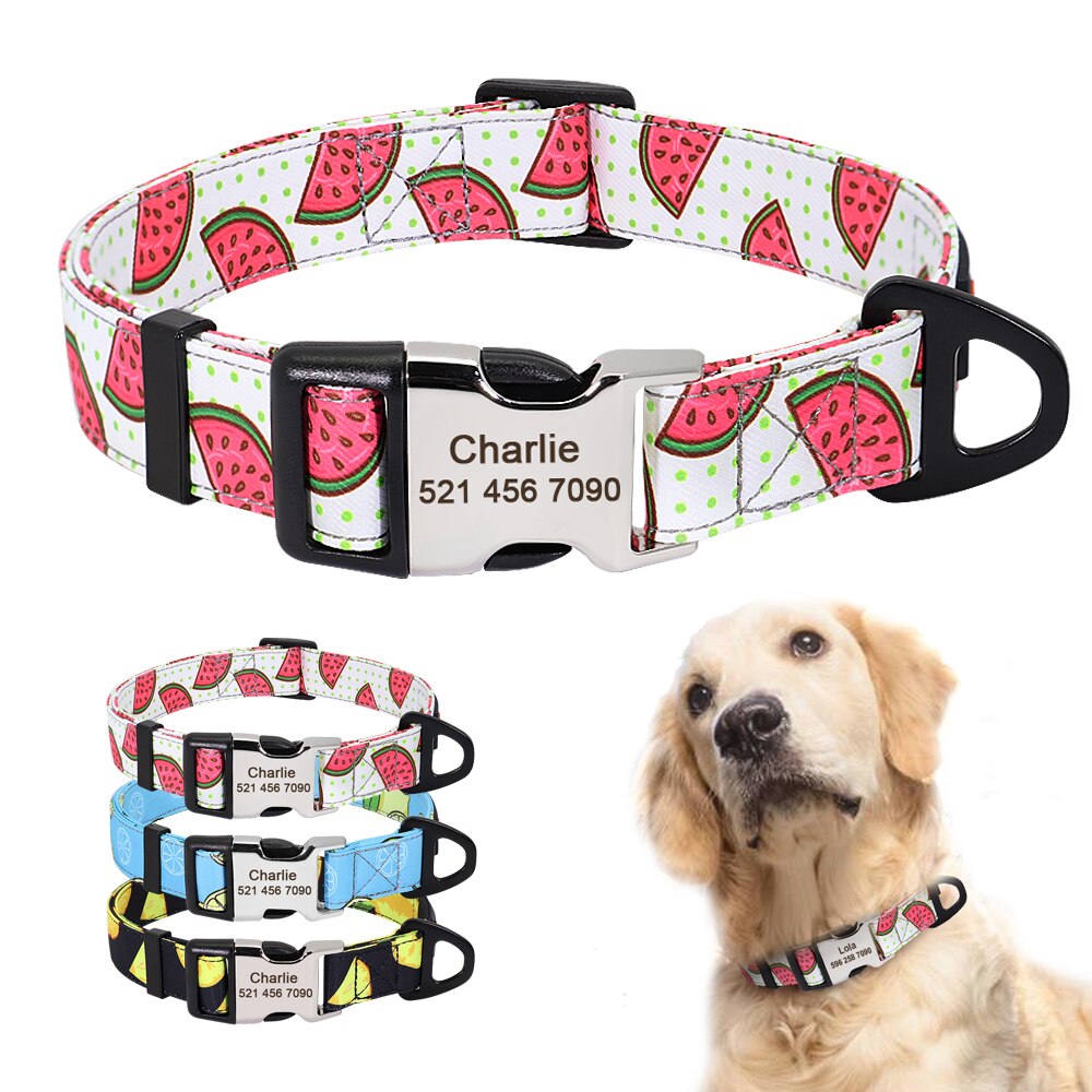 Custom Large Dog Collar Cute Print Personalized Pet Collar Nylon Puppy Dogs ID Collars Engraved Name for Small Medium Large Dog Custom Large Dog Collar Cute Print Personalized Pet Collar Nylon Puppy Dogs ID Collars Engraved Name for Small Medium Large Dog