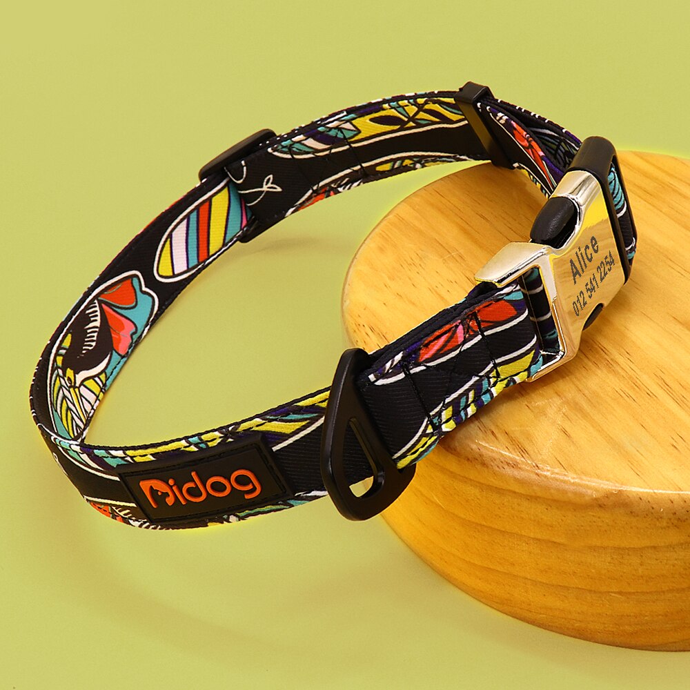 Custom Large Dog Collar Cute Print Personalized Pet Collar Nylon Puppy Dogs ID Collars Engraved Name for Small Medium Large Dog Custom Large Dog Collar Cute Print Personalized Pet Collar Nylon Puppy Dogs ID Collars Engraved Name for Small Medium Large Dog