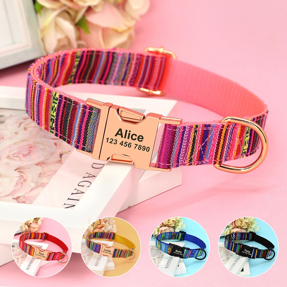 Custom Large Dog Collar Cute Print Personalized Pet Collar Nylon Puppy Dogs ID Collars Engraved Name for Small Medium Large Dog Custom Large Dog Collar Cute Print Personalized Pet Collar Nylon Puppy Dogs ID Collars Engraved Name for Small Medium Large Dog
