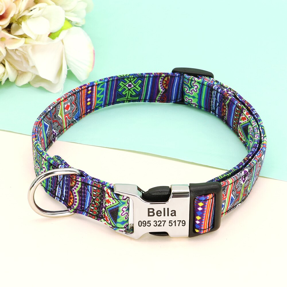 Custom Large Dog Collar Cute Print Personalized Pet Collar Nylon Puppy Dogs ID Collars Engraved Name for Small Medium Large Dog Custom Large Dog Collar Cute Print Personalized Pet Collar Nylon Puppy Dogs ID Collars Engraved Name for Small Medium Large Dog
