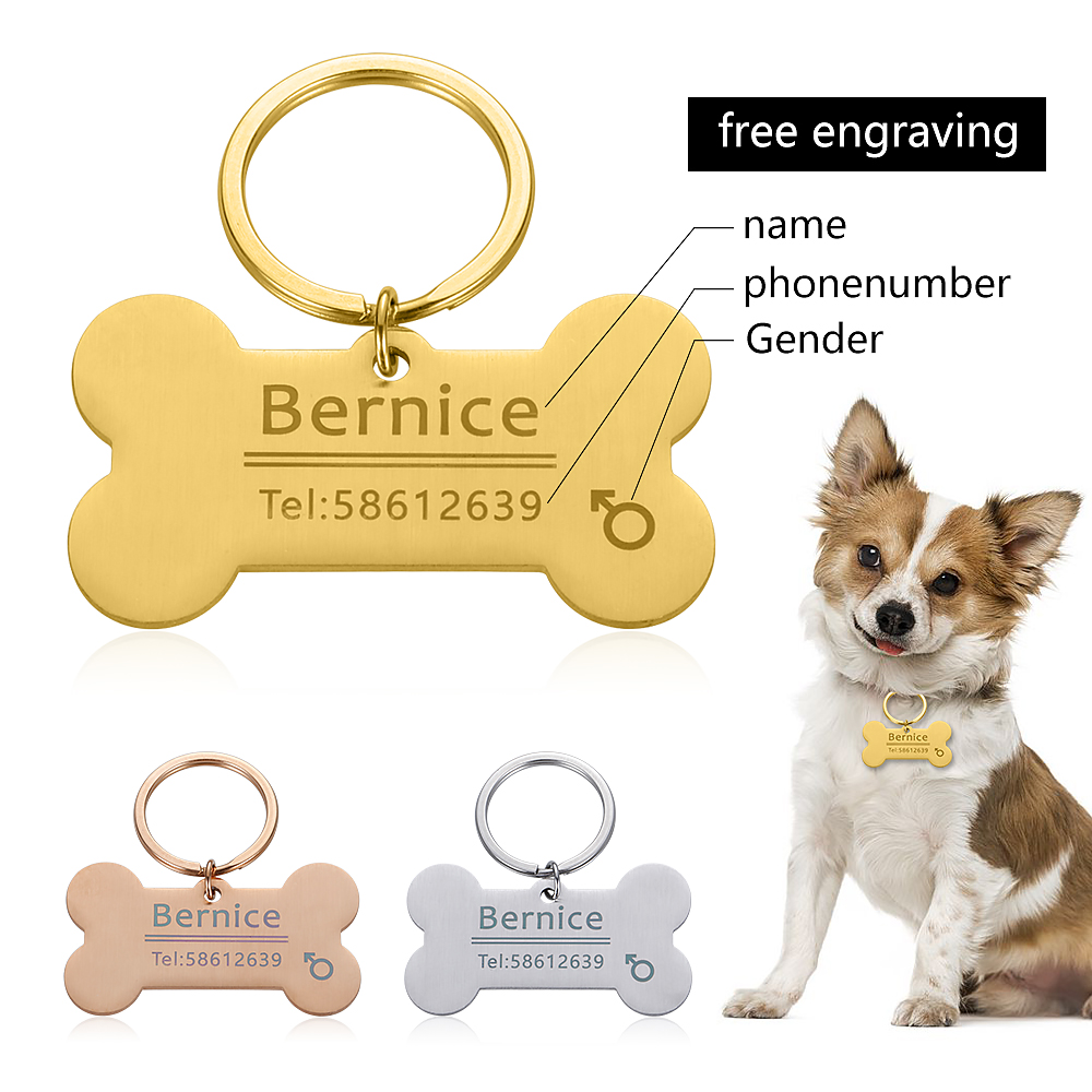Personalized Cat Dog Pet ID Tag Keychain Engraved Pet ID Name for Cat Puppy Dog Collar Tag Pendant Keyring Bone Pet Accessories Personalized Cat Dog Pet ID Tag Keychain Engraved Pet ID Name for Cat Puppy Dog Collar Tag Pendant Keyring Bone Pet Accessories