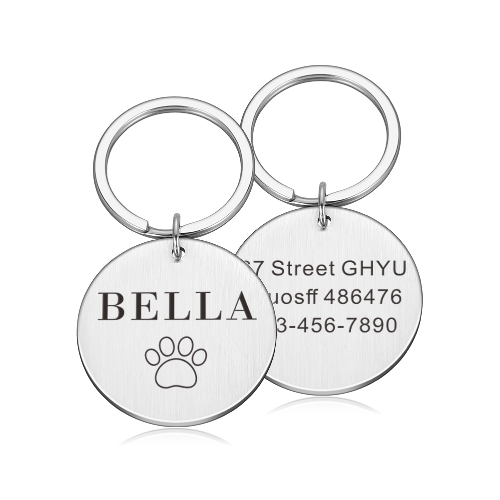 Custom Name Anti-lost IDTag Engraved Record Tel Address Cat Puppy Personalized Paw Print Medal Pendant Dog Pet Collar Accessory