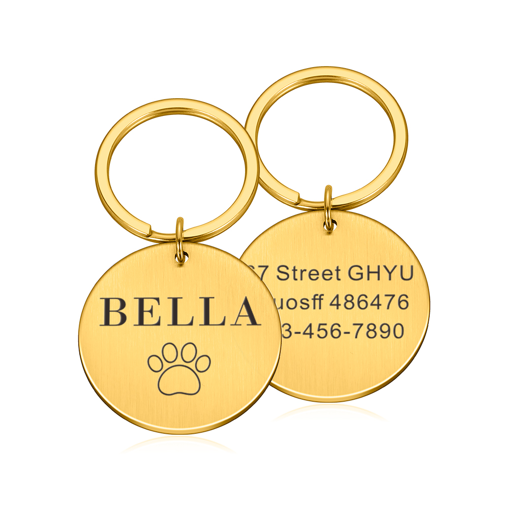Custom Name Anti-lost IDTag Engraved Record Tel Address Cat Puppy Personalized Paw Print Medal Pendant Dog Pet Collar Accessory