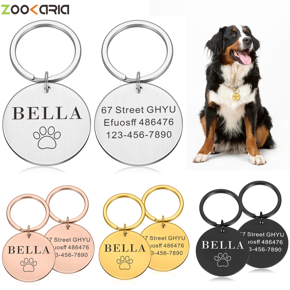 Custom Name Anti-lost IDTag Engraved Record Tel Address Cat Puppy Personalized Paw Print Medal Pendant Dog Pet Collar Accessory Custom Name Anti-lost IDTag Engraved Record Tel Address Cat Puppy Personalized Paw Print Medal Pendant Dog Pet Collar Accessory