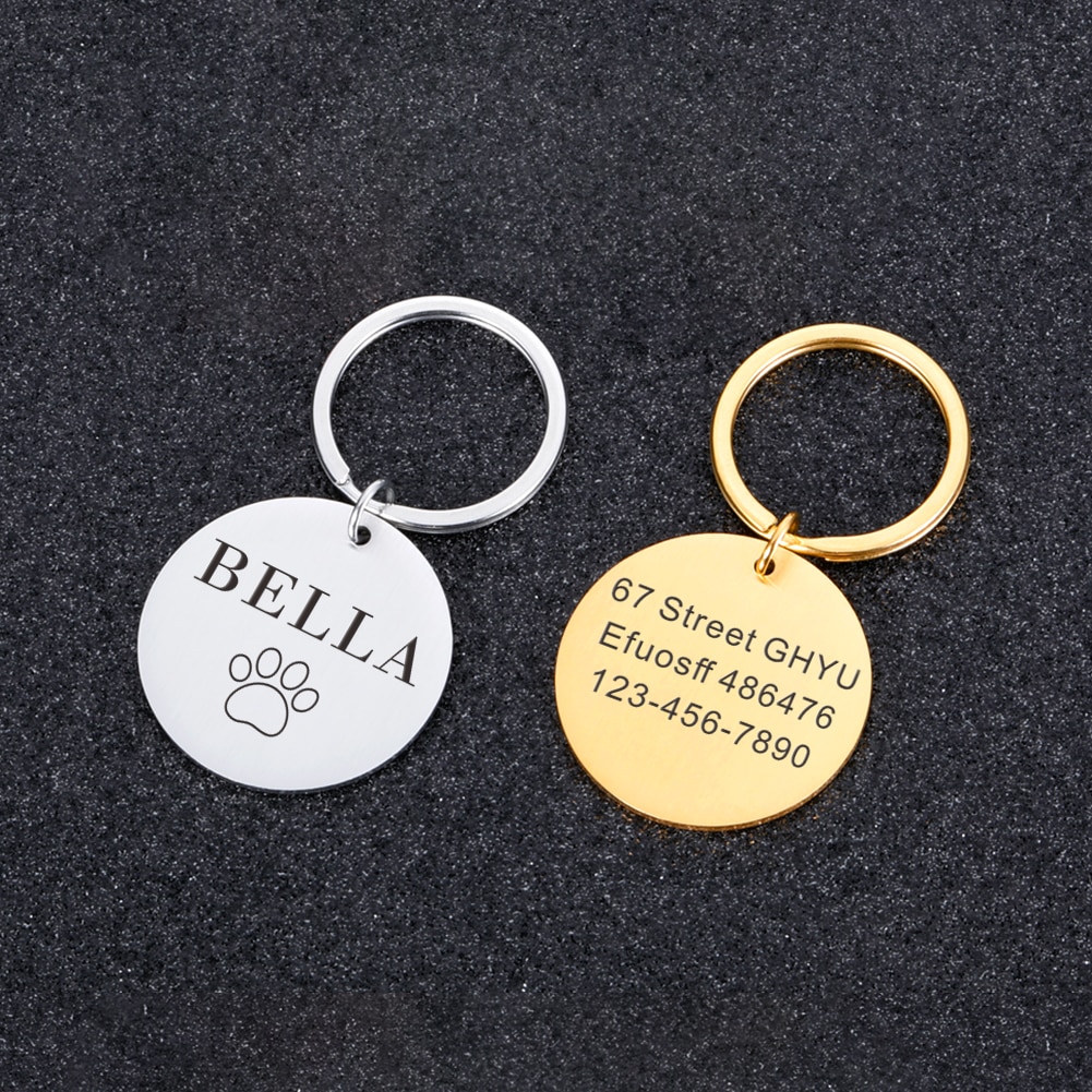 Custom Name Anti-lost IDTag Engraved Record Tel Address Cat Puppy Personalized Paw Print Medal Pendant Dog Pet Collar Accessory Custom Name Anti-lost IDTag Engraved Record Tel Address Cat Puppy Personalized Paw Print Medal Pendant Dog Pet Collar Accessory