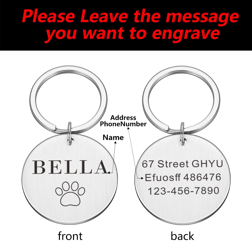 Custom Name Anti-lost IDTag Engraved Record Tel Address Cat Puppy Personalized Paw Print Medal Pendant Dog Pet Collar Accessory Custom Name Anti-lost IDTag Engraved Record Tel Address Cat Puppy Personalized Paw Print Medal Pendant Dog Pet Collar Accessory