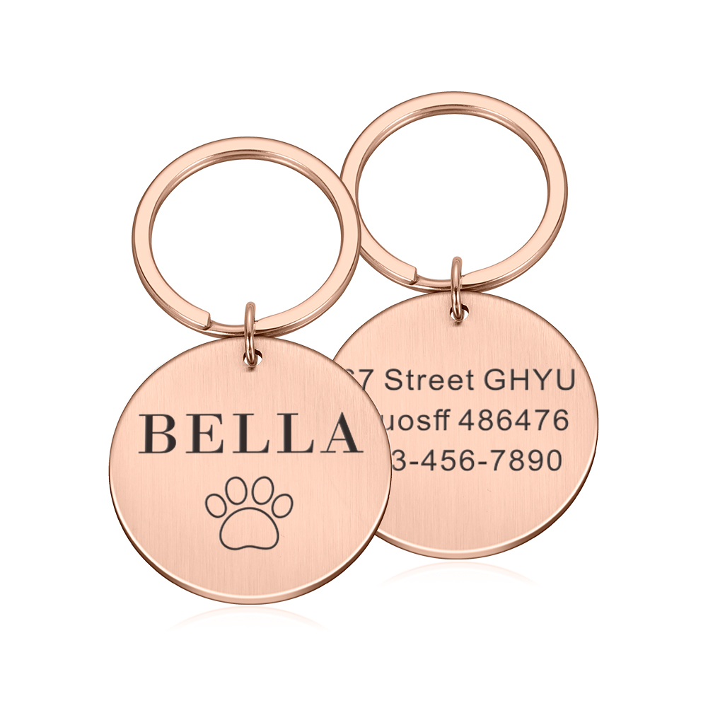 Custom Name Anti-lost IDTag Engraved Record Tel Address Cat Puppy Personalized Paw Print Medal Pendant Dog Pet Collar Accessory