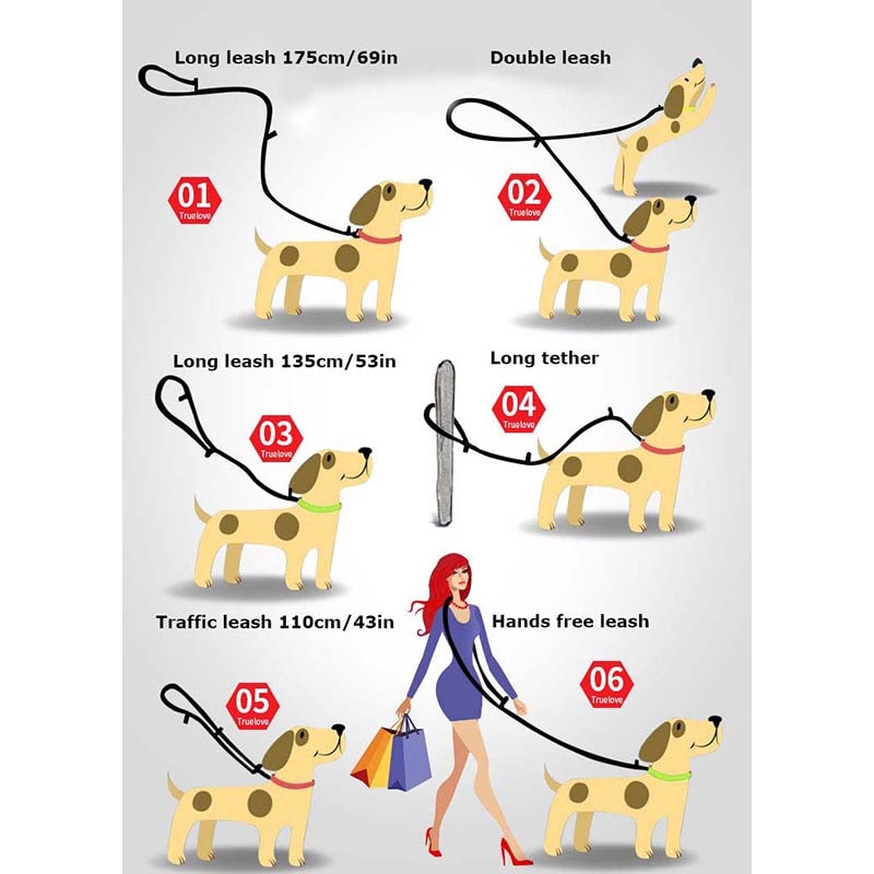 Truelove 7 In 1 Multi-Function Adjustable Dog Lead Hand Free Pet Training Leash Reflective Multi-Purpose Dog Leash Walk 2 Dogs Truelove 7 In 1 Multi-Function Adjustable Dog Lead Hand Free Pet Training Leash Reflective Multi-Purpose Dog Leash Walk 2 Dogs