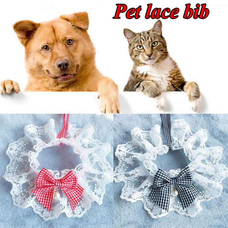 Fashion Bowknot Pet Collar Cute Lace Mesh Embroidery Pet Bib Burp Cloth Lovely Dog Cat Necklace Neck Strap For Small Medium Dog
