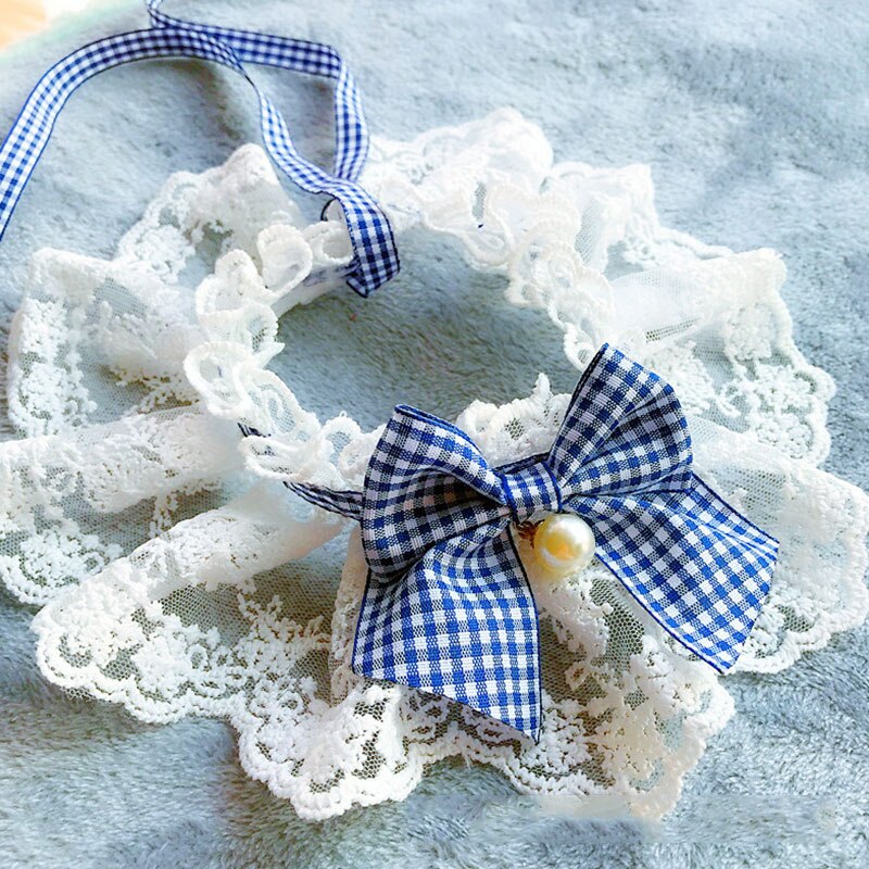 Fashion Bowknot Pet Collar Cute Lace Mesh Embroidery Pet Bib Burp Cloth Lovely Dog Cat Necklace Neck Strap For Small Medium Dog