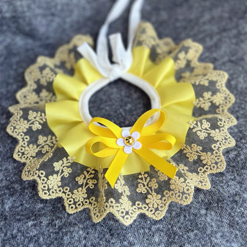 Fashion Bowknot Pet Collar Cute Lace Mesh Embroidery Pet Bib Burp Cloth Lovely Dog Cat Necklace Neck Strap For Small Medium Dog