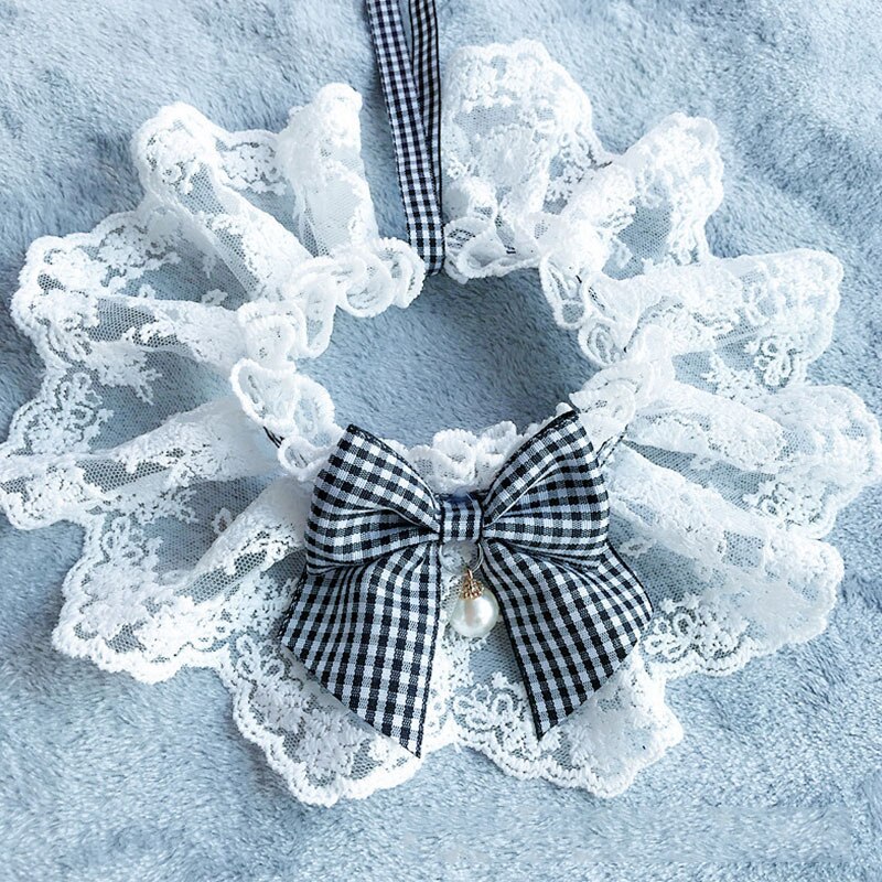 Fashion Bowknot Pet Collar Cute Lace Mesh Embroidery Pet Bib Burp Cloth Lovely Dog Cat Necklace Neck Strap For Small Medium Dog