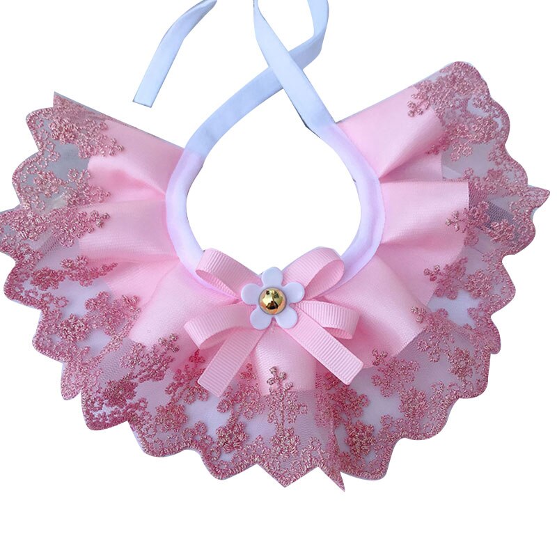 Fashion Bowknot Pet Collar Cute Lace Mesh Embroidery Pet Bib Burp Cloth Lovely Dog Cat Necklace Neck Strap For Small Medium Dog
