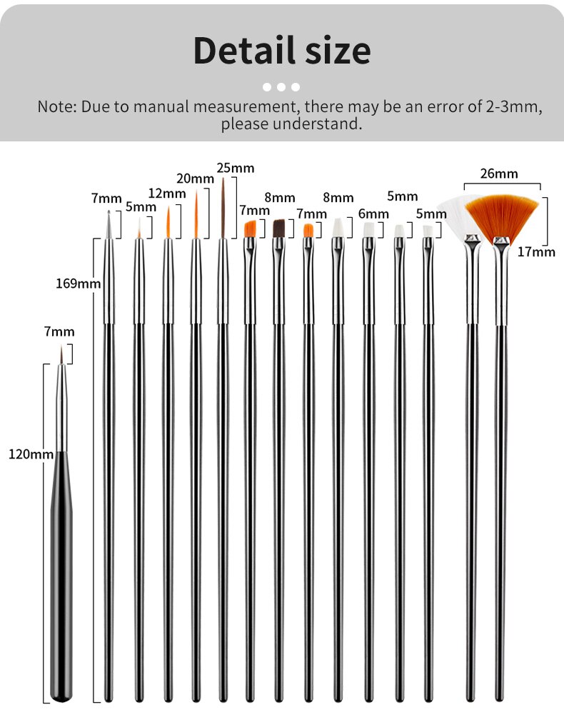 Nail Art Brush Set UV Gel Liner Painting Carving Rhinestone Dotting Pen Toe Separator Dust Brush Scissors File Manicure Kit