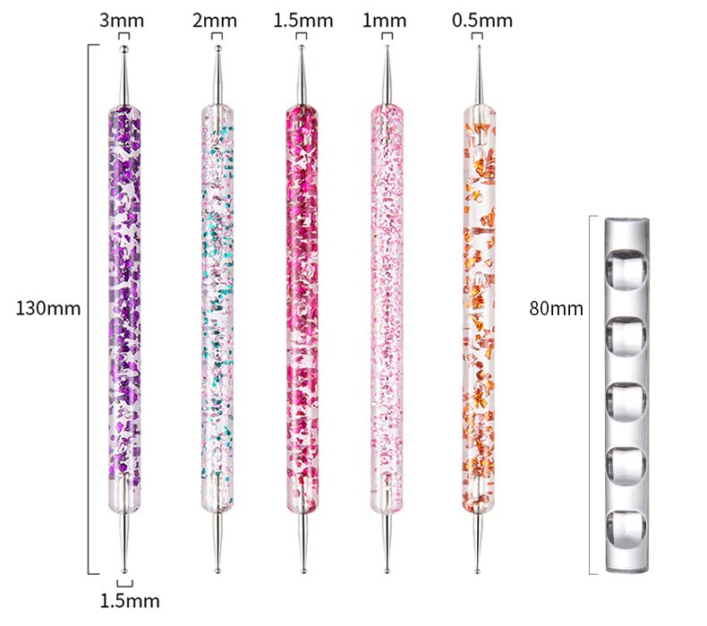 Nail Art Brush Set UV Gel Liner Painting Carving Rhinestone Dotting Pen Toe Separator Dust Brush Scissors File Manicure Kit