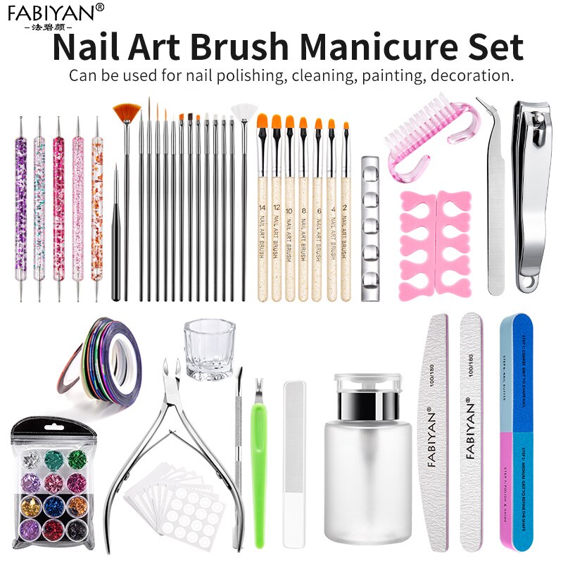 Nail Art Brush Set UV Gel Liner Painting Carving Rhinestone Dotting Pen Toe Separator Dust Brush Scissors File Manicure Kit Nail Art Brush Set UV Gel Liner Painting Carving Rhinestone Dotting Pen Toe Separator Dust Brush Scissors File Manicure Kit