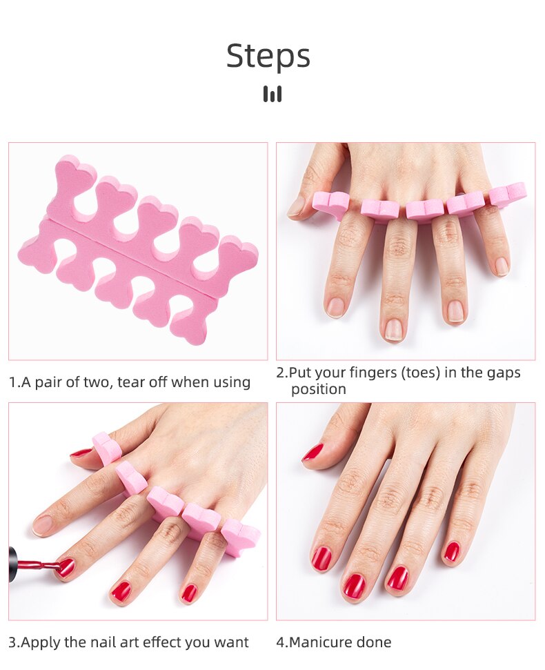 50pcs/Pack Pink Nail Art Toes Separators Fingers Foots Sponge Soft Gel UV Tools Polish Manicure Pedicure