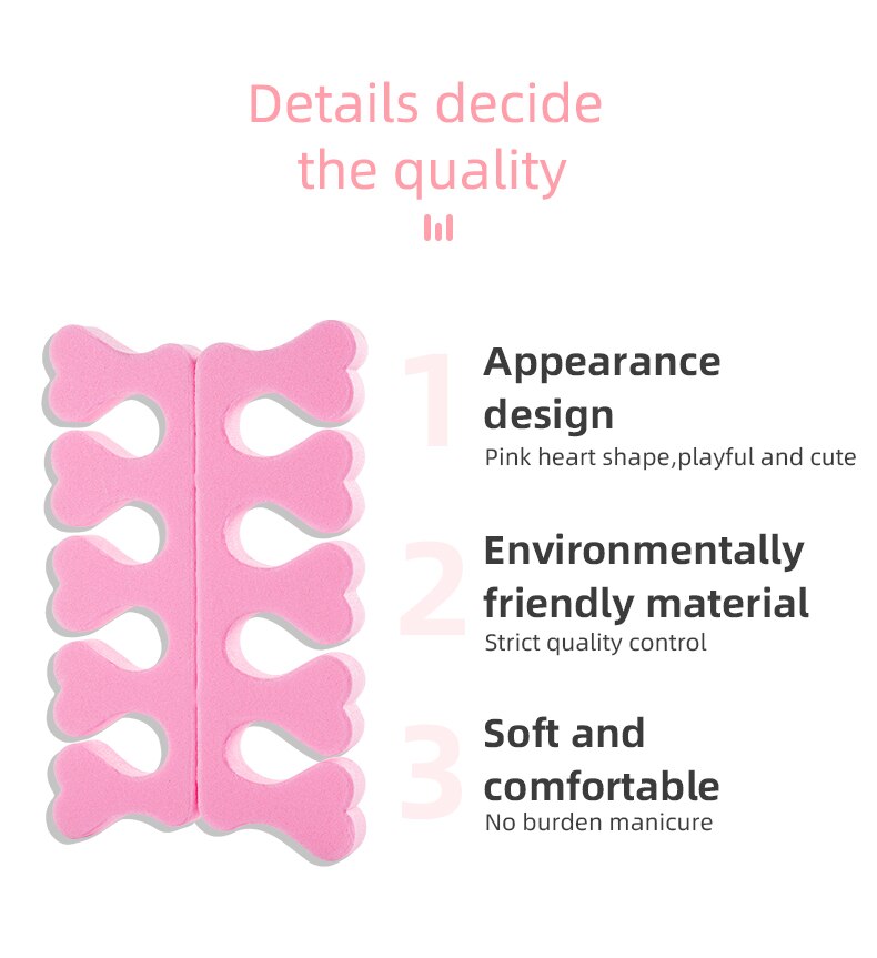 50pcs/Pack Pink Nail Art Toes Separators Fingers Foots Sponge Soft Gel UV Tools Polish Manicure Pedicure