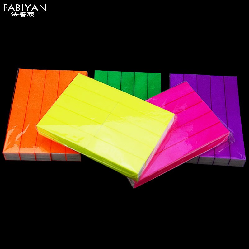 5 Color Fluorescence Nail Art Tip File Sponge Sanding Block Tofu Buffer Buffering Burnishing Gel UV Polish Acrylic Manicure Tool