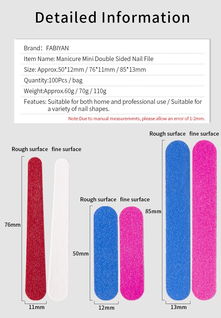 Double Sides Nail Art File Sandpaper Sanding Buffer Block Pedicure Manicure 180/240 Buffing UV Gel Polish Grinding Tools 100Pcs Double Sides Nail Art File Sandpaper Sanding Buffer Block Pedicure Manicure 180/240 Buffing UV Gel Polish Grinding Tools 100Pcs