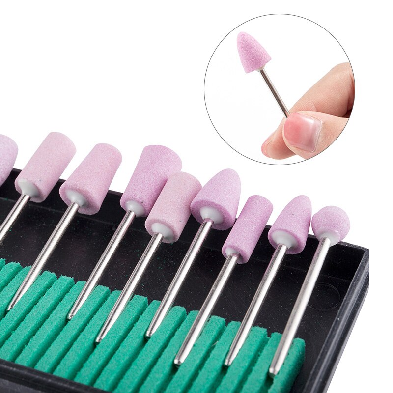 12Pcs/Set Ceramic Electric Machine Drill Bits File Nail Art Polishing Grinding Carving Buffing Sanding Buffer Head Manicure Tool