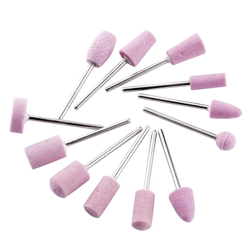 12Pcs/Set Ceramic Electric Machine Drill Bits File Nail Art Polishing Grinding Carving Buffing Sanding Buffer Head Manicure Tool