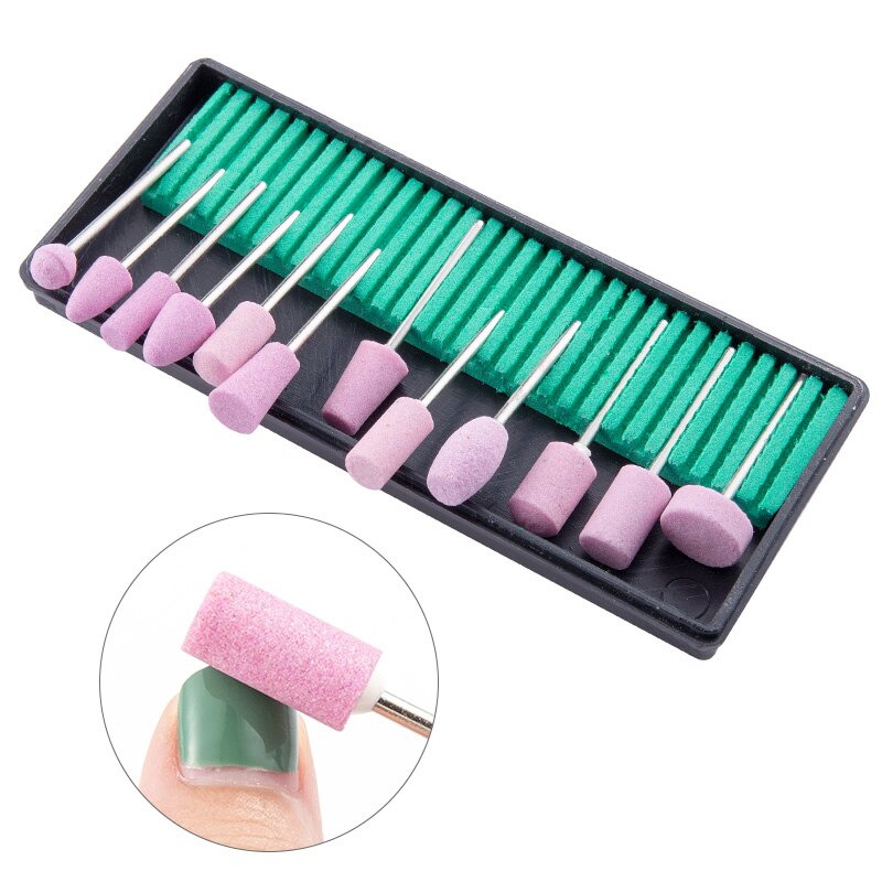 12Pcs/Set Ceramic Electric Machine Drill Bits File Nail Art Polishing Grinding Carving Buffing Sanding Buffer Head Manicure Tool