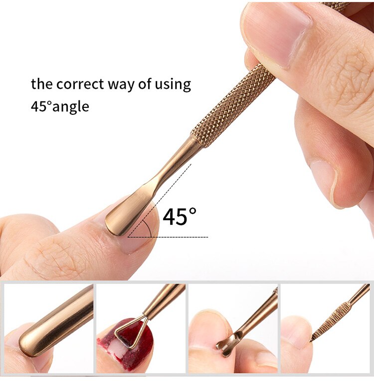 Cuticle Pusher Nail Art Dead Skin Remover Stainless Steel Manicure Tool Cleaning Dirt Dust Care UV Gel Remove Stick 13 Styles