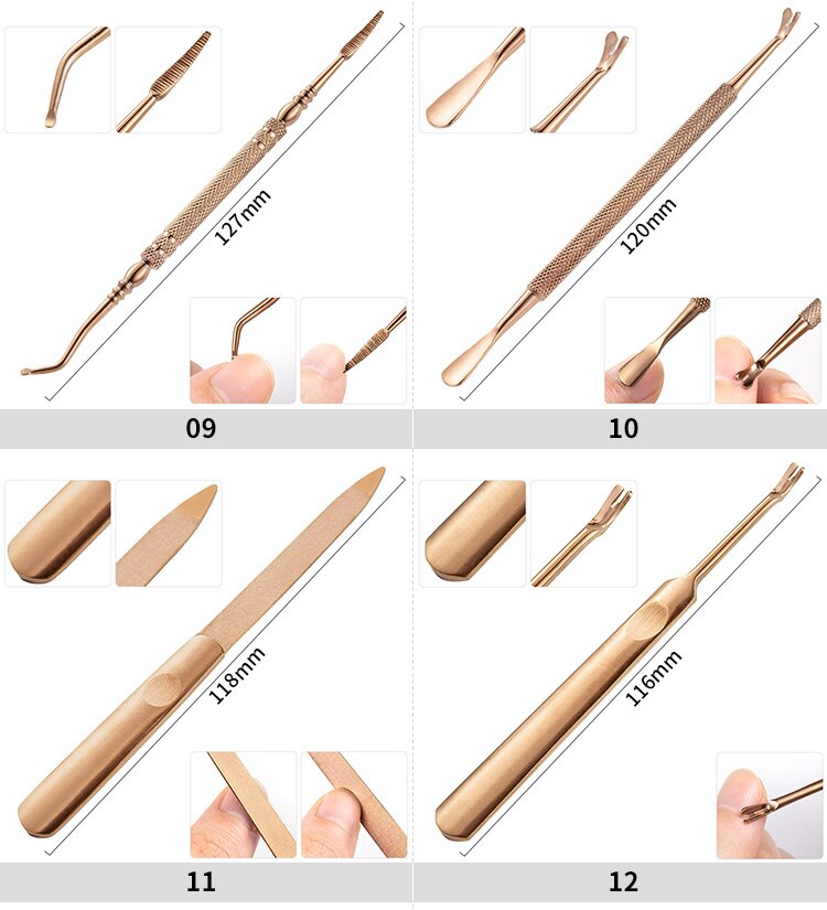 Cuticle Pusher Nail Art Dead Skin Remover Stainless Steel Manicure Tool Cleaning Dirt Dust Care UV Gel Remove Stick 13 Styles