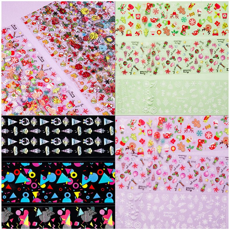 Nail Art Foil Stickers 10PCS Colorful Retro Geometric Christmas Halloween Transfer Paper Gorgeous DIY Manicure Decoration 4*20cm Nail Art Foil Stickers 10PCS Colorful Retro Geometric Christmas Halloween Transfer Paper Gorgeous DIY Manicure Decoration 4*20cm