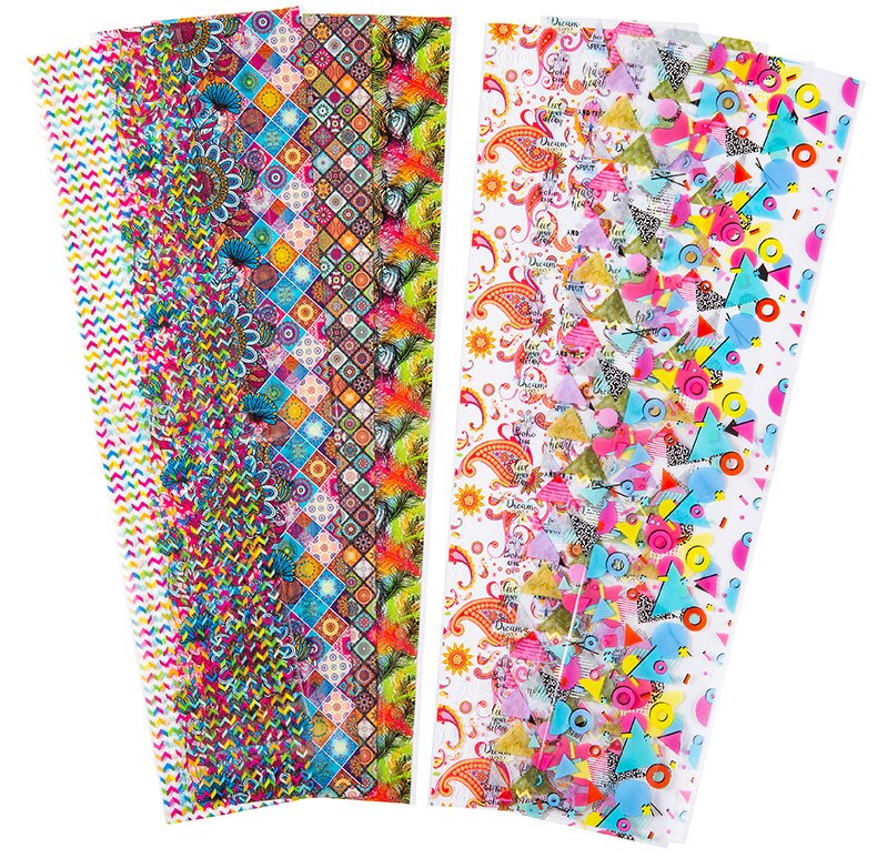 Nail Art Foil Stickers 10PCS Colorful Retro Geometric Christmas Halloween Transfer Paper Gorgeous DIY Manicure Decoration 4*20cm Nail Art Foil Stickers 10PCS Colorful Retro Geometric Christmas Halloween Transfer Paper Gorgeous DIY Manicure Decoration 4*20cm