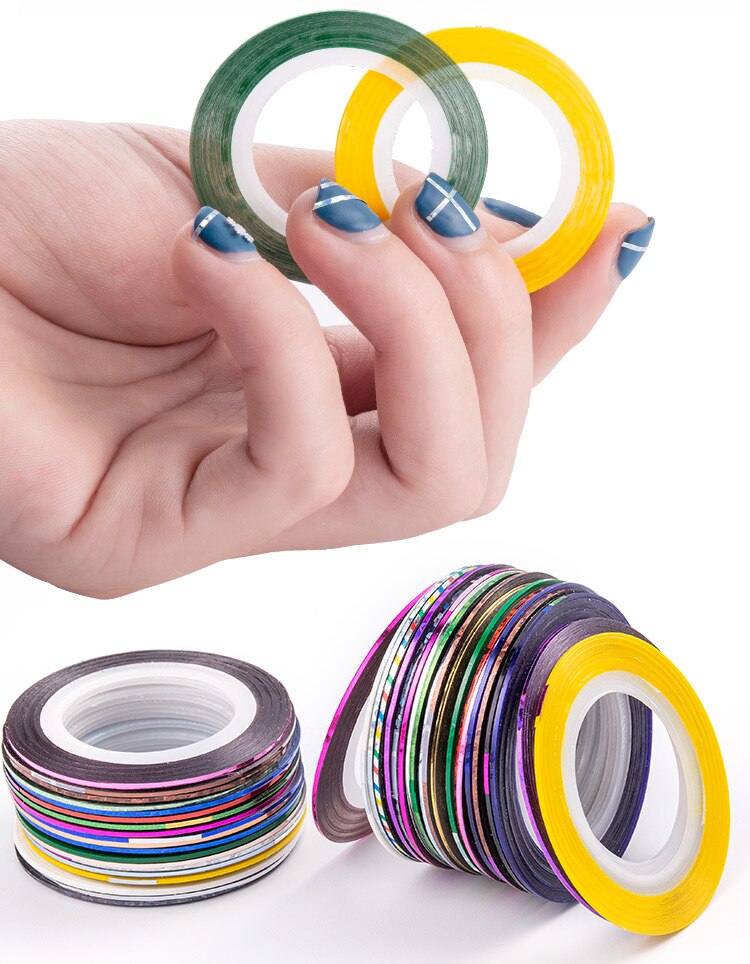 20PCS Multicolor Rolls Strip Striping Tape Line Wrap Sticker Tips Decoration DIY Nail Art Manicure Professional Kit Random Color