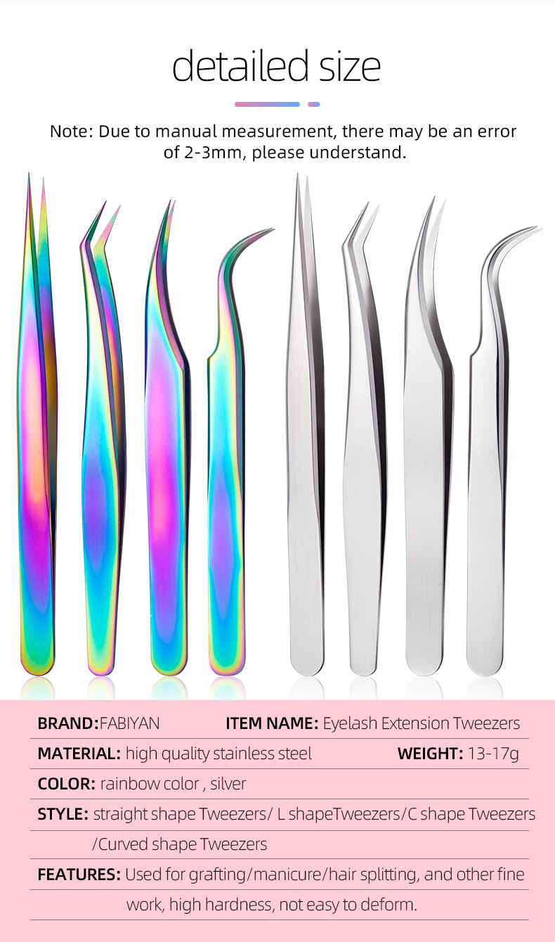 Eyelashes Tweezers For Lashes Extension Stainless Steel Curved Straight Nail Clipper Nipper Rhinestone Picking Makeup Tools
