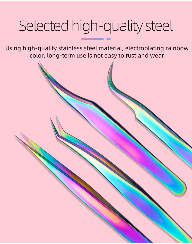 Eyelashes Tweezers For Lashes Extension Stainless Steel Curved Straight Nail Clipper Nipper Rhinestone Picking Makeup Tools