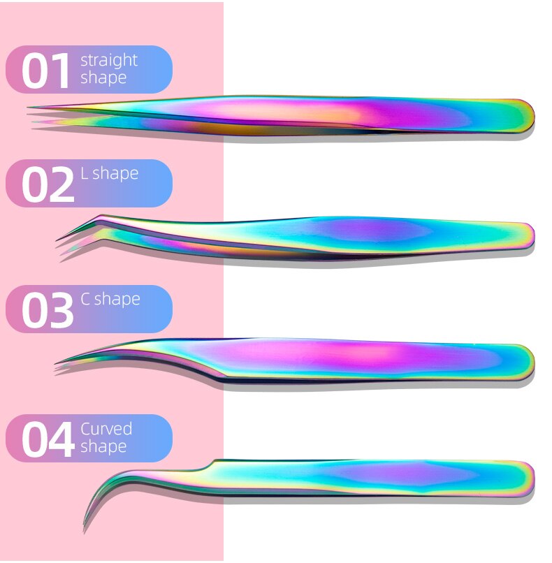 Eyelashes Tweezers For Lashes Extension Stainless Steel Curved Straight Nail Clipper Nipper Rhinestone Picking Makeup Tools