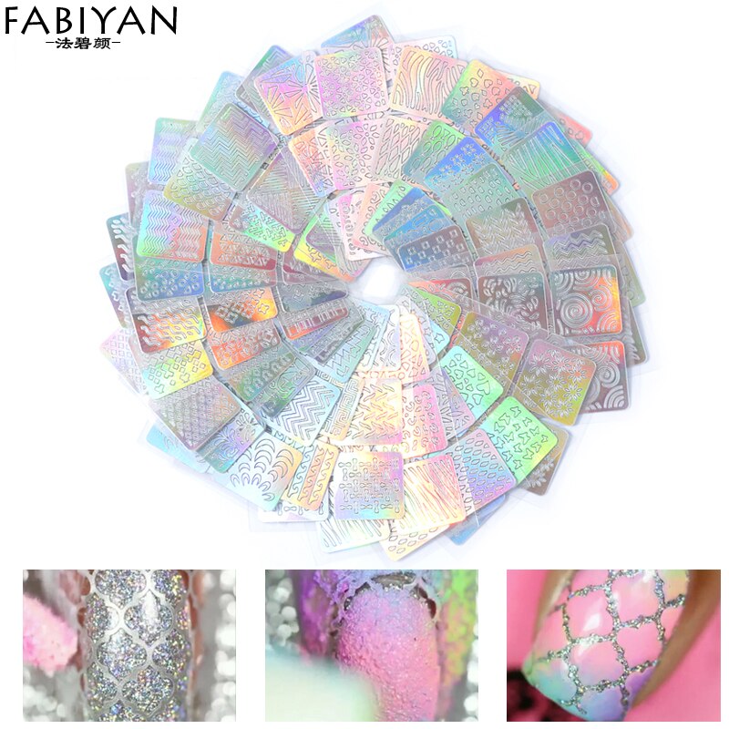 Nail Art Design Decals 3D Hollow Laser Sticker Stencil Transfer Tip Paper UV Gel Polish Image Foil Guide Template Print Kit Tool